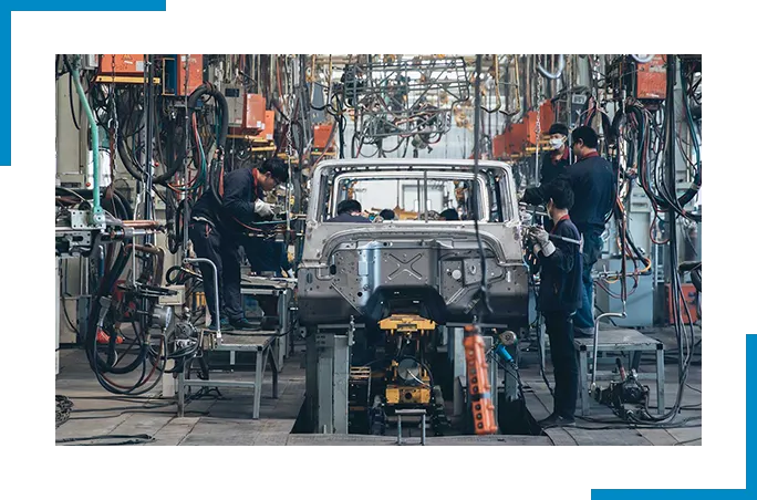 Automobile being built